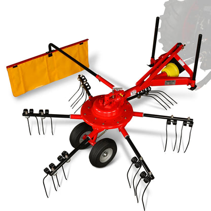 100” Mechmaxx 3-Point Hitch 6 Rotary Pull-Type Hay Rake Tedder , 15-50Hp , HT100