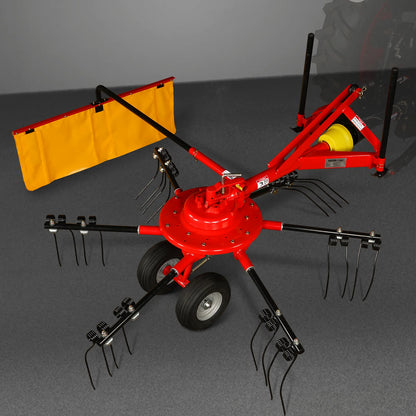 100” Mechmaxx 3-Point Hitch 6 Rotary Pull-Type Hay Rake Tedder , 15-50Hp , HT100