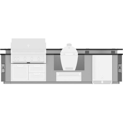 Hestan 12-Foot Outdoor Living Suite with Bar, Cutout for Kamado Grill and Bellybar with Foot Rail - GESBK12