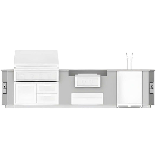 Hestan 12-Foot Outdoor Living Suite with Stainless Countertop and Cutout for Power Burner