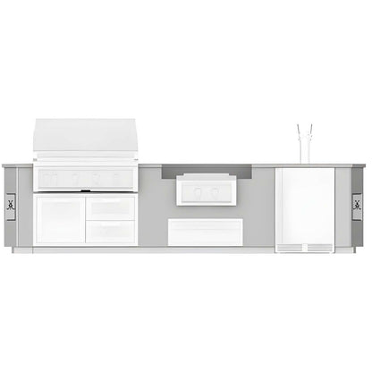 Hestan 12-Foot Outdoor Living Suite with Stainless Countertop and Cutout for Power Burner