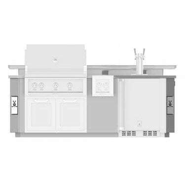 Hestan 8-Foot Outdoor Living Suite with Stainless Steel Countertop, Beer Dispenser Cutout and Raised Bellybar with Foot Rail - GESDB08