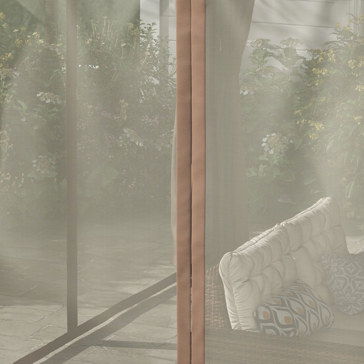 Outsunny 12' x 19' Aluminum Outdoor Pergola with Adjustable Louvered, Curtains & Netting, Natural - 84C-509V00ND