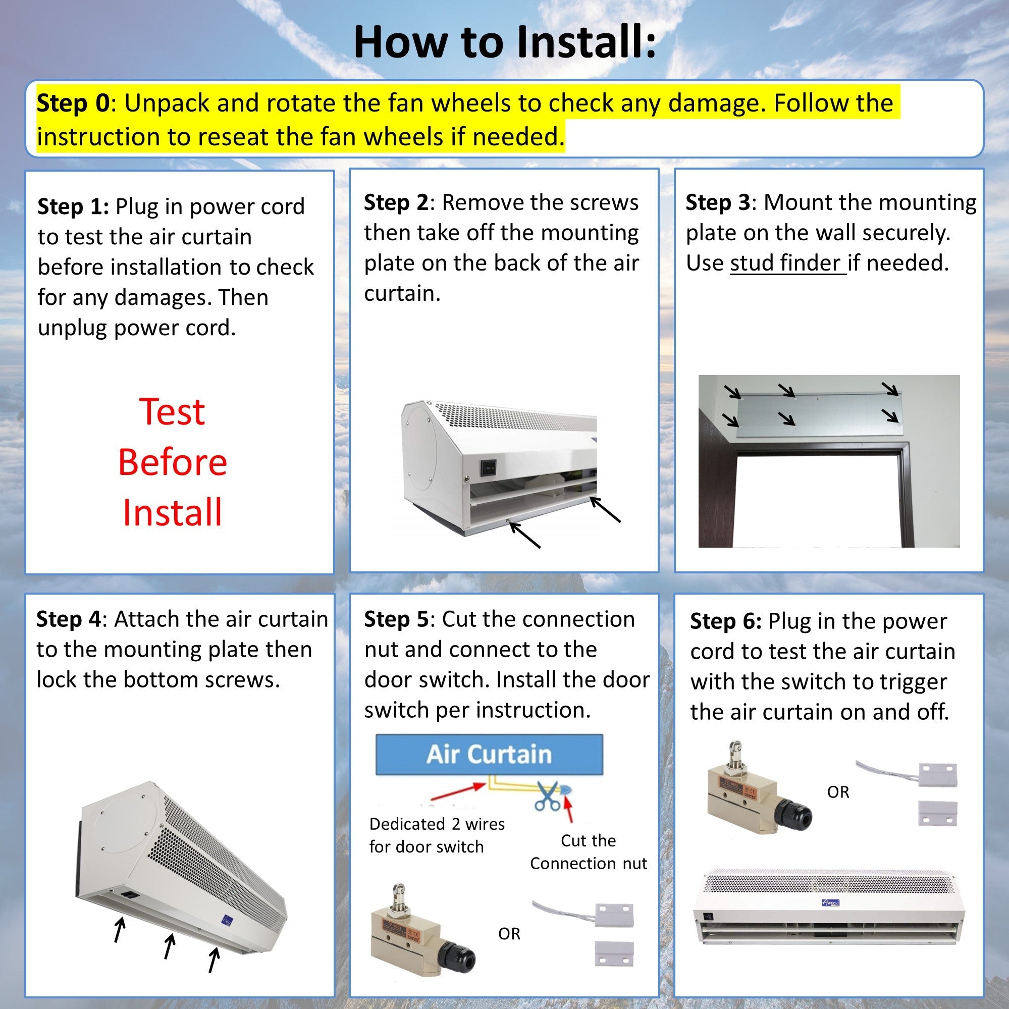 Awoco FM15-ETL Super Power 1 Speed Commercial Indoor Air Curtain, 120V Unheated, ETL Sanitation Listed - FM1509-ETL