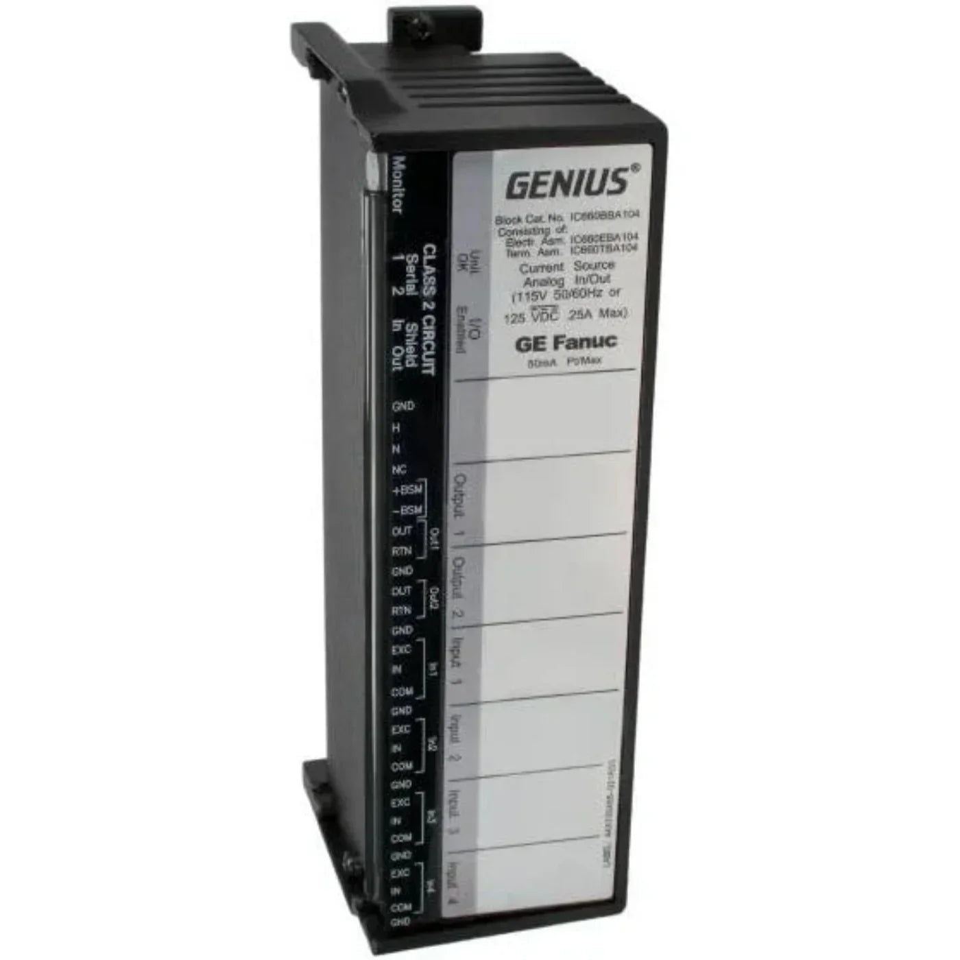 Fanuc Corporation Ge Fanuc Block 115VAC/125VDC Analog Current Source 4 Inputs / 2 Outputs - Fanuc Corporation - IC660BBA104