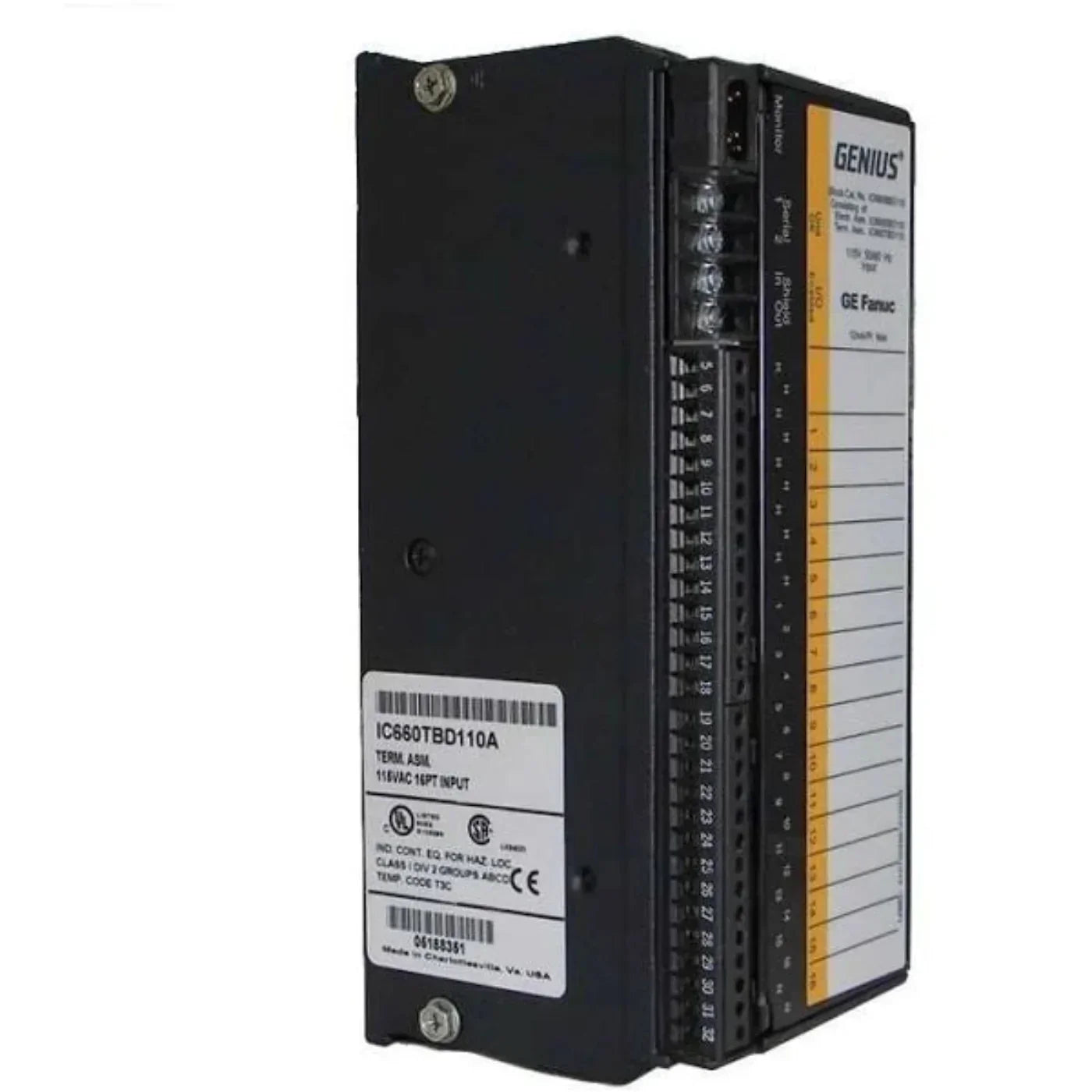 Fanuc Corporation Ge Fanuc I/O Module Genius Block, 16 Circuit, 115 VAC Power, For 2 Or 3 Wire Switch Inputs - IC660BBD110