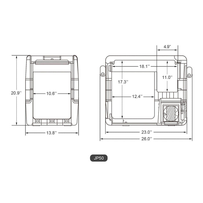 52.8QT JP50 12V APP Controlled Portable Fridge With Free Protective Cover