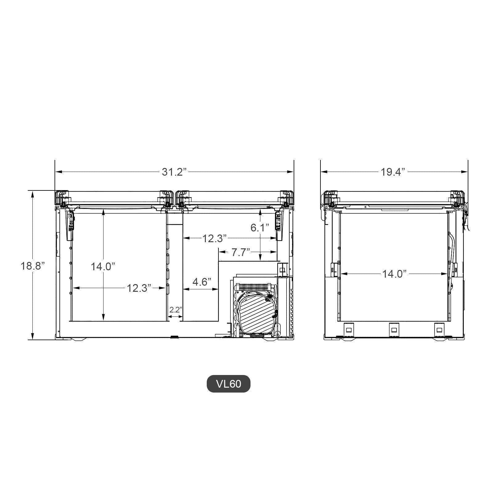 63.4QT VL60 Dual Zone with PB1000 Power Station & Cover | ICECO