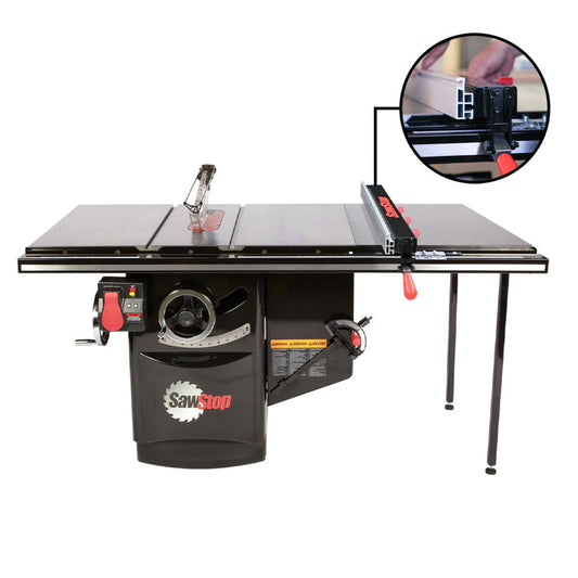 SawStop 5HP, 3ph, 480v Industrial Cabinet Saw w/36" T-Glide Advance Fence, Rails & Extension Table - ICS53480-ATGI36
