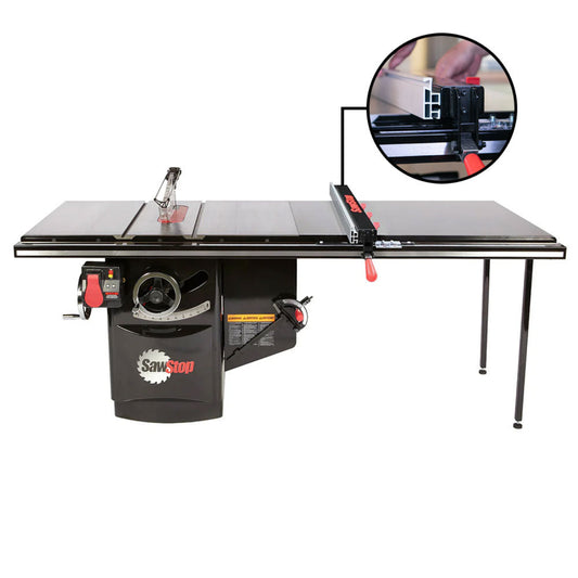 SawStop 7.5HP, 3ph, 230v Industrial Cabinet Saw w/52" T-Glide Advance Fence, Rails & Extension Table - ICS73230-ATGI52