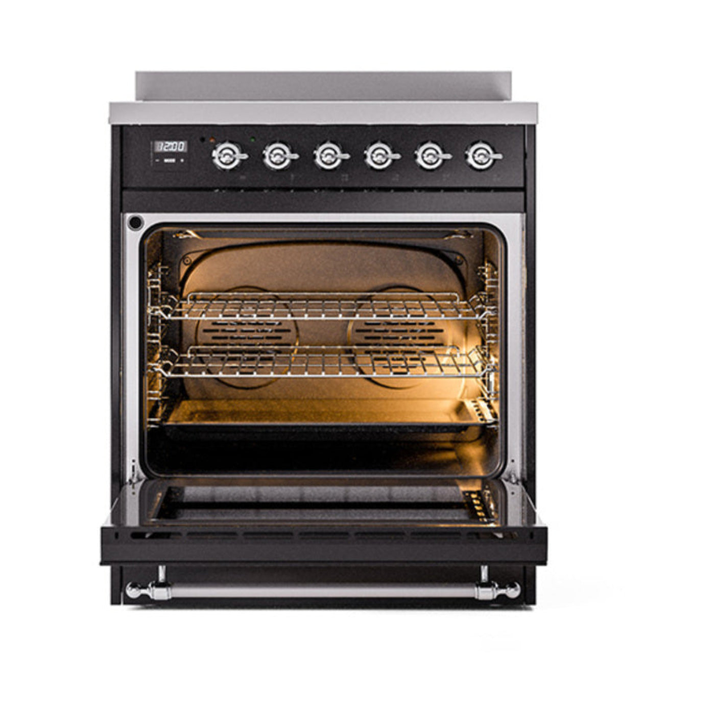 GREE ILVE 30 Inch Nostalgie II Noblesse Freestanding Induction Range with 4 Elements, Solid Door with Chrome Trim - UNI304QNMPBKC