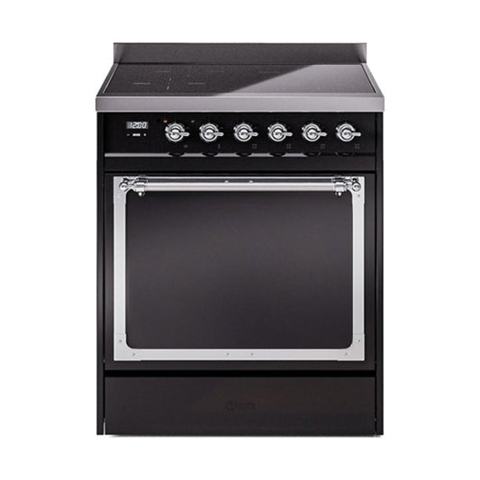 GREE ILVE 30 Inch Nostalgie II Noblesse Freestanding Induction Range with 4 Elements, Solid Door with Chrome Trim - UNI304QNMPBKC