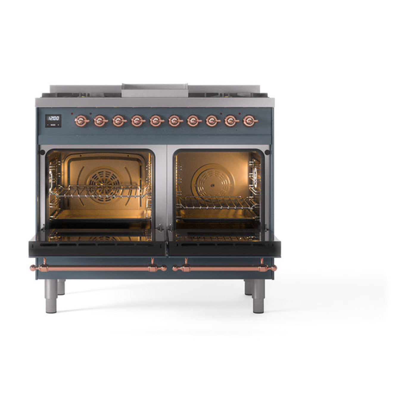 GREE ILVE 40 Inch Nostalgie II Noblesse Freestanding Dual Fuel Range with 6 Sealed Burners, Griddle with Copper Trim - UND40FNMPWHP