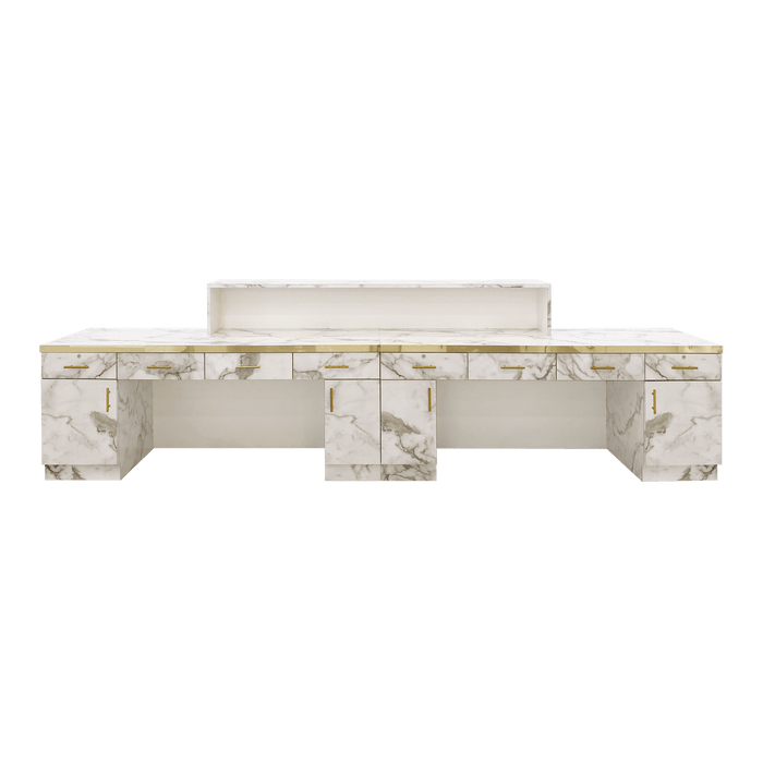 Whale Spa - Gold and Marble Reception Desk Straight