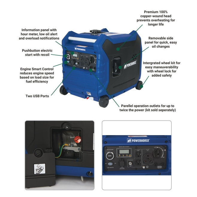 Powerhorse Inverter Generator — 4500 Surge Watts, 3500 Rated Watts, Electric Start - 96387