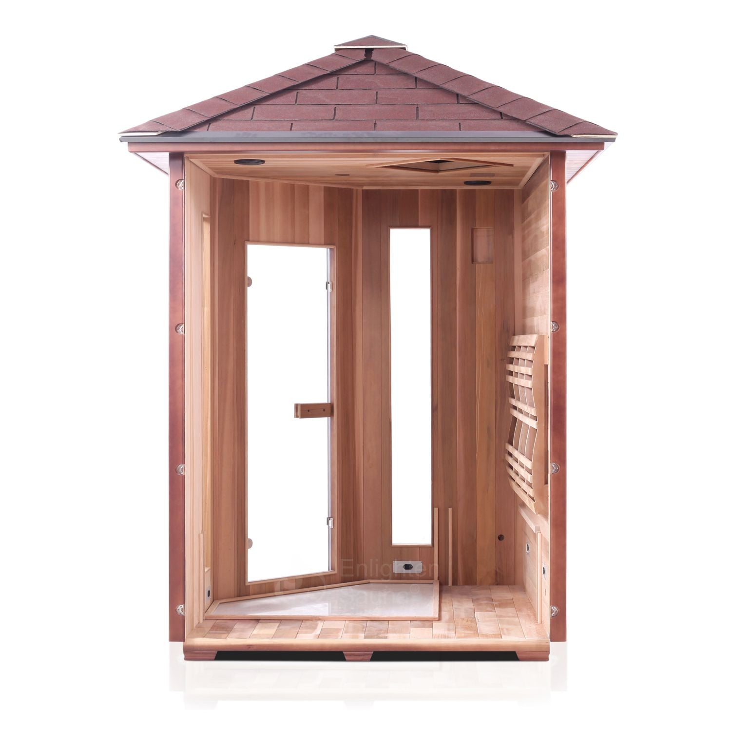 Enlighten Sauna InfraNature Rustic - Spacious 4-Person Corner Outdoor Sauna - 17379