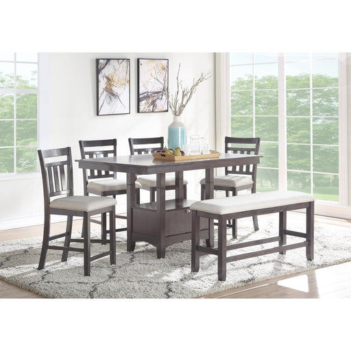 Palm Counter Height 6-Pieces Indoor Dining Set With Storage Base Table