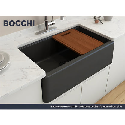 Bocchi 33" Concrete Gray Apron-Front Workstation Granite Composite Kitchen Sink - 1600-506-0120