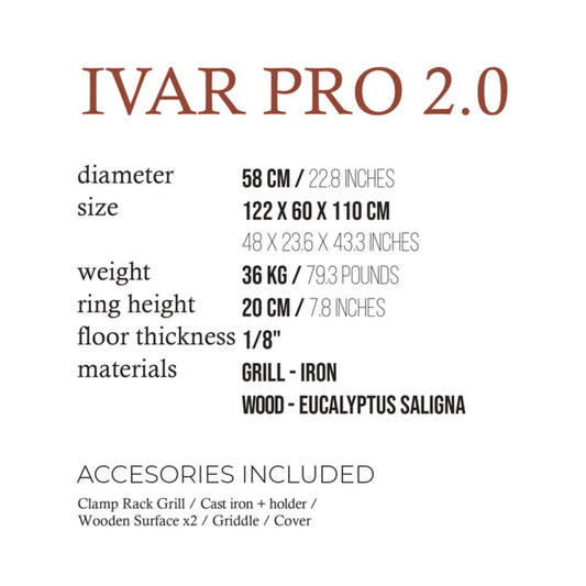 Fogues TX Ivar PRO 2.0 Portable Open Fire Argentine Grill - TXIVARGOD