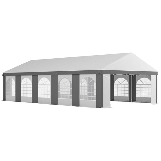 Outsunny 20' x 33' Heavy-duty Large Wedding Tent, Outdoor Carport Garage Party Tent with Sidewall, Gray - 84C-513V01GY
