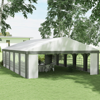 Outsunny 20' x 33' Heavy-duty Large Wedding Tent, Outdoor Carport Garage Party Tent with Sidewall, Gray - 84C-513V01GY