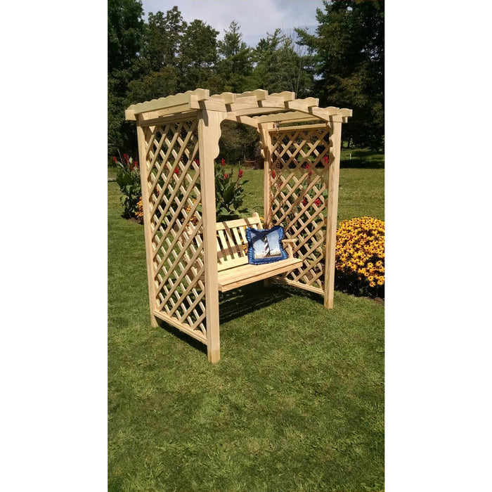 A&L Furniture 5' Jamesport Arbor and Swing Kit - Pressure Treated Pine - Amish Made