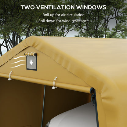 Outsunny 12' x 20' Portable Garage, Heavy Duty Carport, Ventilation Windows, Large Roll-up Door, Yellow - 84C-451V00BG