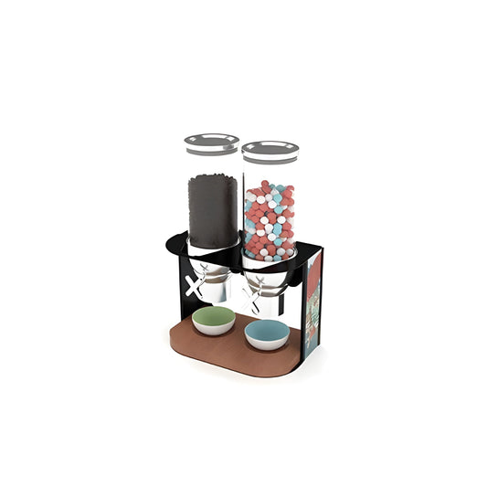 Wundermaxx Acrylic Twin Cereal  Dispenser,  Stainless Steel Frame and  Wooden Base 35 x 21 x 55 cm - 915.516