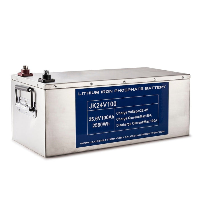 2 x Jakiper 24V 100AH Lithium Iron Phosphate Batteries | 5,120wH / 5.2kWh 24V or 48V | 2 x JK24V100 LiFePO4 - 2X-JK24V100