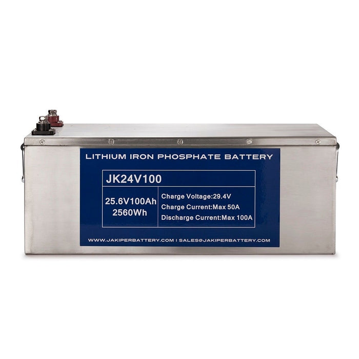 2 x Jakiper 24V 100AH Lithium Iron Phosphate Batteries | 5,120wH / 5.2kWh 24V or 48V | 2 x JK24V100 LiFePO4 - 2X-JK24V100