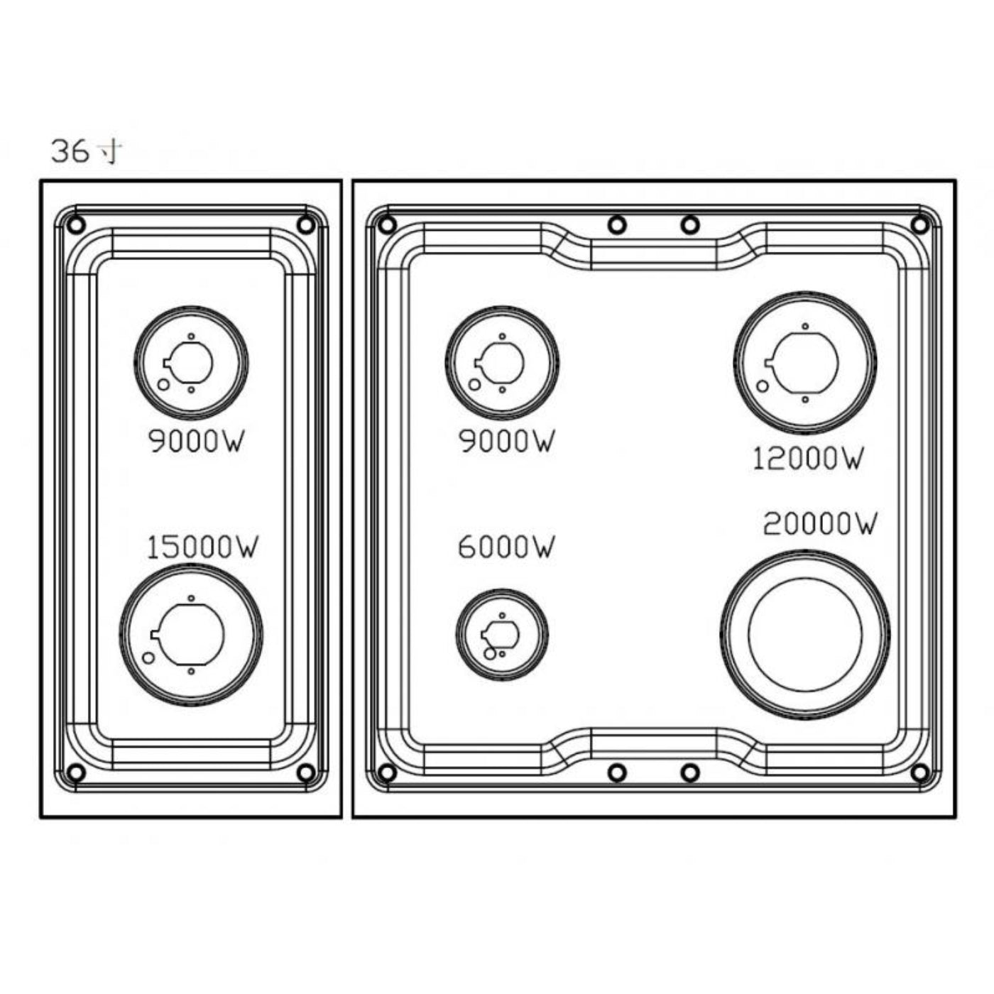 Awoco 36” Freestanding 6 Burners Range with 4.5 cu ft. Convection Oven and 2 Racks - JK36A1-T-NG