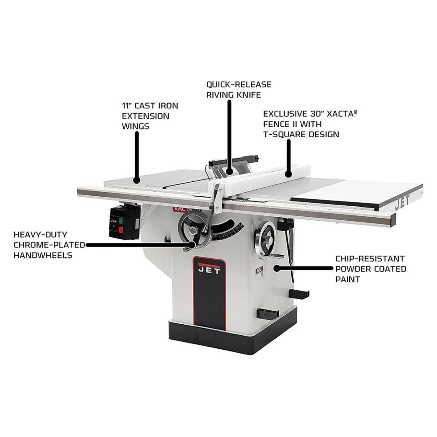 JET Deluxe XACTA Table Saw 30" Rip 3hp, 1-PH, 230V - JT9-708674PK