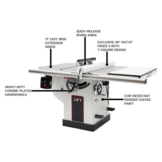JET Deluxe XACTA Table Saw 30" Rip 3hp, 1-PH, 230V - JT9-708674PK