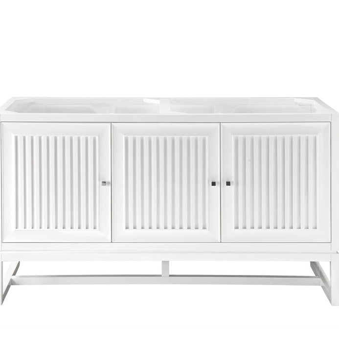 James Martin Vanities Athens Collection 60 in. Double Vanity in Glossy White, Cabinet Only - E645-V60D-GW