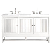 James Martin Vanities Athens Collection 60 in. Double Vanity in Glossy White with Solid Surface Countertop Options - E645-V60D-GW-3AF