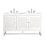 James Martin Vanities Athens Collection 60 in. Double Vanity in Glossy White with Solid Surface Countertop Options - E645-V60D-GW-3AF