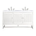 James Martin Vanities Athens Collection 60 in. Double Vanity in Glossy White with Solid Surface Countertop Options - E645-V60D-GW-3AF