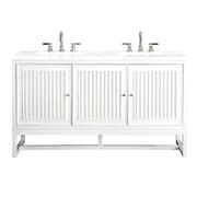 James Martin Vanities Athens Collection 60 in. Double Vanity in Glossy White with Solid Surface Countertop Options - E645-V60D-GW-3AF