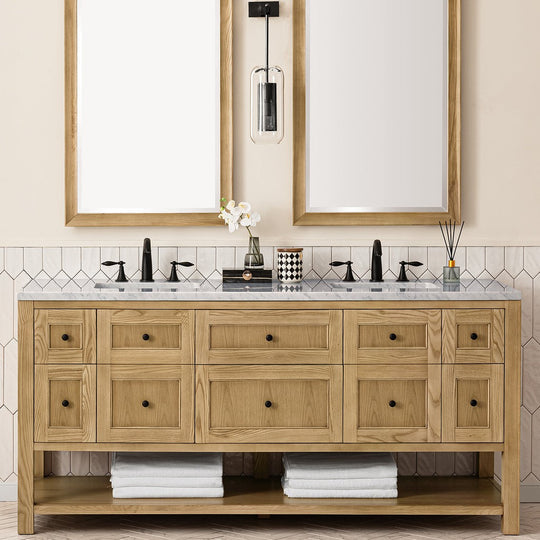 James Martin Vanities Breckenridge Collection 72 in. Double Vanity in Light Natural Oak with Countertop Options - 330-V72-LNO-3AF