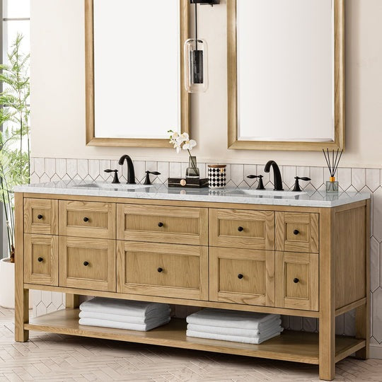 James Martin Vanities Breckenridge Collection 72 in. Double Vanity in Light Natural Oak with Countertop Options - 330-V72-LNO-3AF