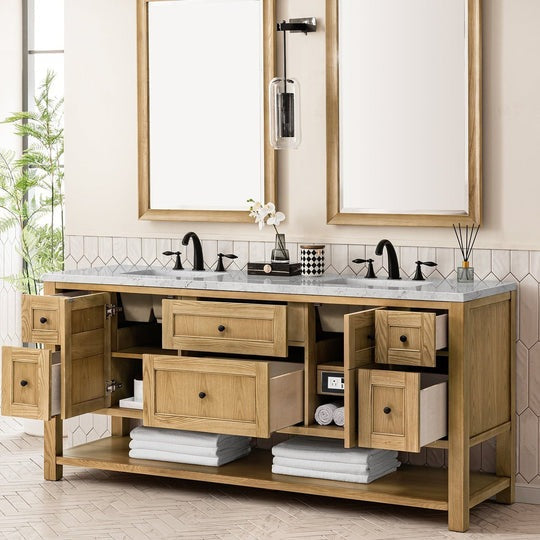 James Martin Vanities Breckenridge Collection 72 in. Double Vanity in Light Natural Oak with Countertop Options - 330-V72-LNO-3AF