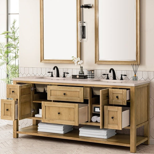 James Martin Vanities Breckenridge Collection 72 in. Double Vanity in Light Natural Oak with Countertop Options - 330-V72-LNO-3AF