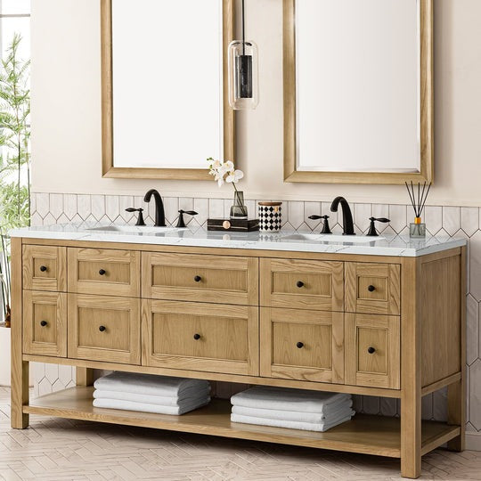 James Martin Vanities Breckenridge Collection 72 in. Double Vanity in Light Natural Oak with Countertop Options - 330-V72-LNO-3AF