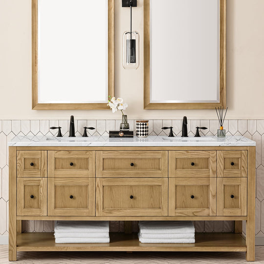 James Martin Vanities Breckenridge Collection 72 in. Double Vanity in Light Natural Oak with Countertop Options - 330-V72-LNO-3AF