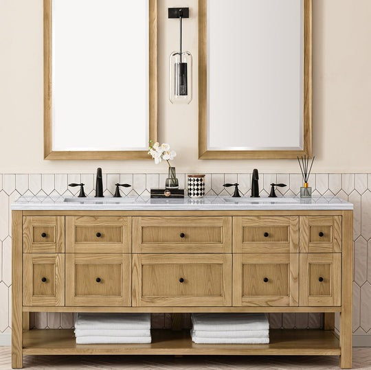 James Martin Vanities Breckenridge Collection 72 in. Double Vanity in Light Natural Oak with Countertop Options - 330-V72-LNO-3AF