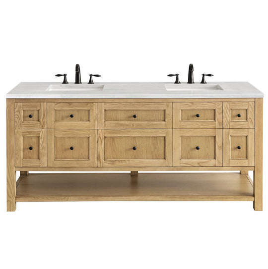 James Martin Vanities Breckenridge Collection 72 in. Double Vanity in Light Natural Oak with Countertop Options - 330-V72-LNO-3AF