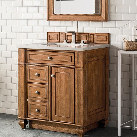 James Martin Vanities Bristol Collection 30 in. Single Vanity in Saddle Brown with Countertop Options - 157-V30-SBR-3AF