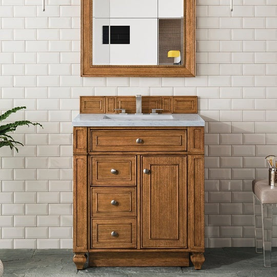 James Martin Vanities Bristol Collection 30 in. Single Vanity in Saddle Brown with Countertop Options - 157-V30-SBR-3AF