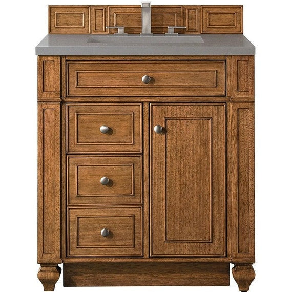 James Martin Vanities Bristol Collection 30 in. Single Vanity in Saddle Brown with Countertop Options - 157-V30-SBR-3AF