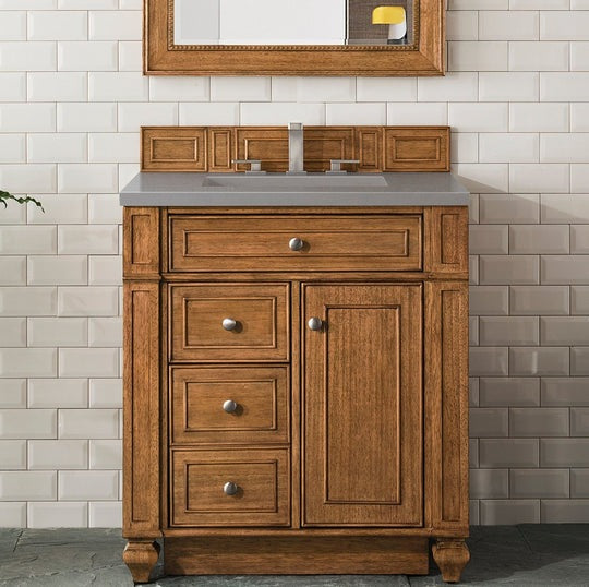 James Martin Vanities Bristol Collection 30 in. Single Vanity in Saddle Brown with Countertop Options - 157-V30-SBR-3AF